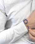 Azure Blue Admiral Anchor 9ct Yellow Gold and Stingray Leather Bracelet
