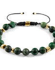 Green Jade Agaya 9ct Yellow Gold and Stone Beaded Macrame Bracelet