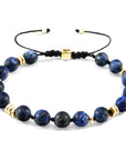 Blue Sodalite Agaya 9ct Yellow Gold and Stone Beaded Macrame Bracelet