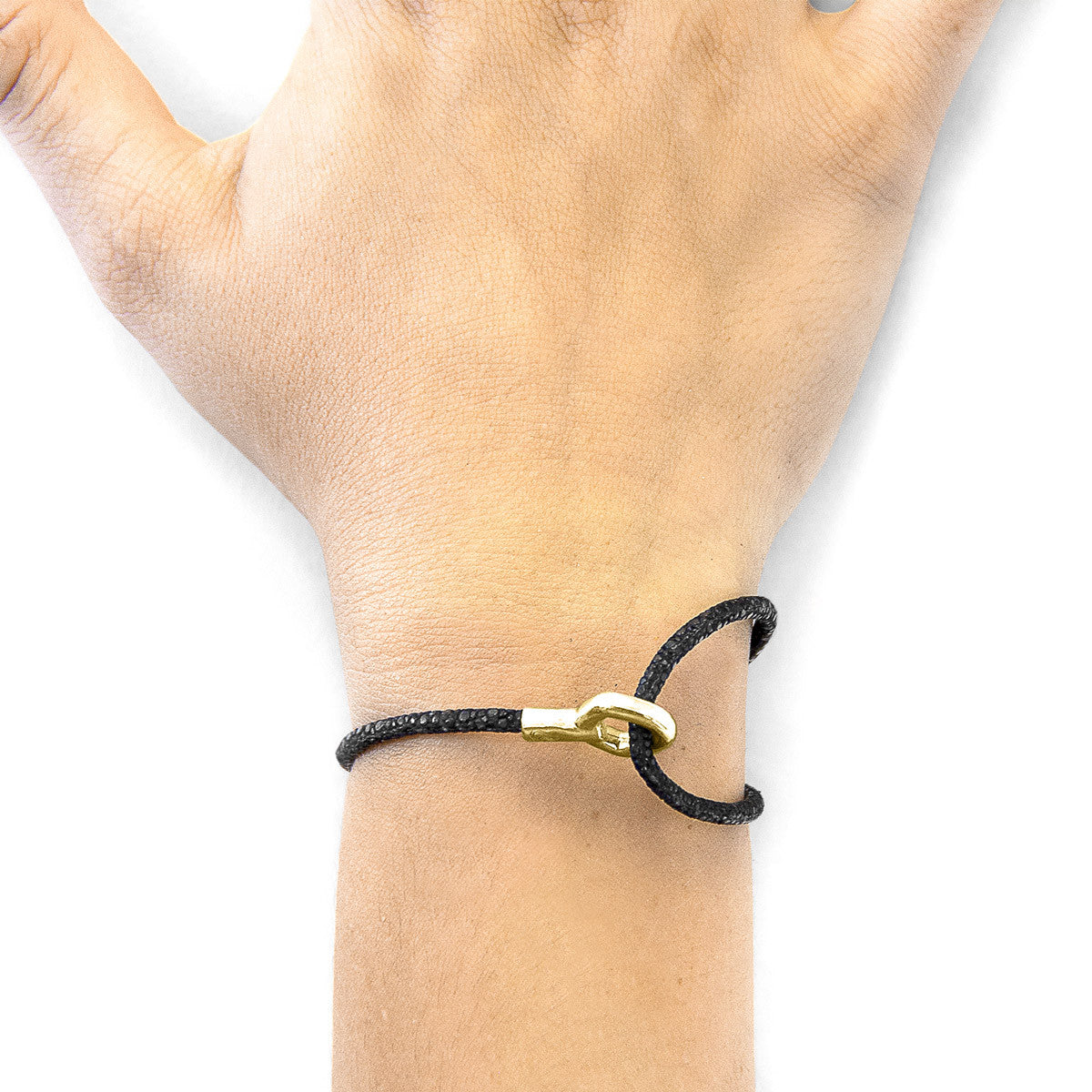 Raven Black Blake 9ct Yellow Gold and Stingray Leather Bracelet