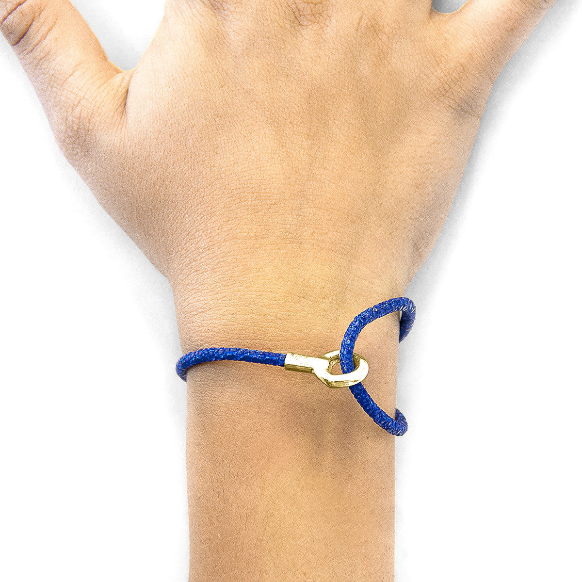 Azure Blue Blake 9ct Yellow Gold and Stingray Leather Bracelet