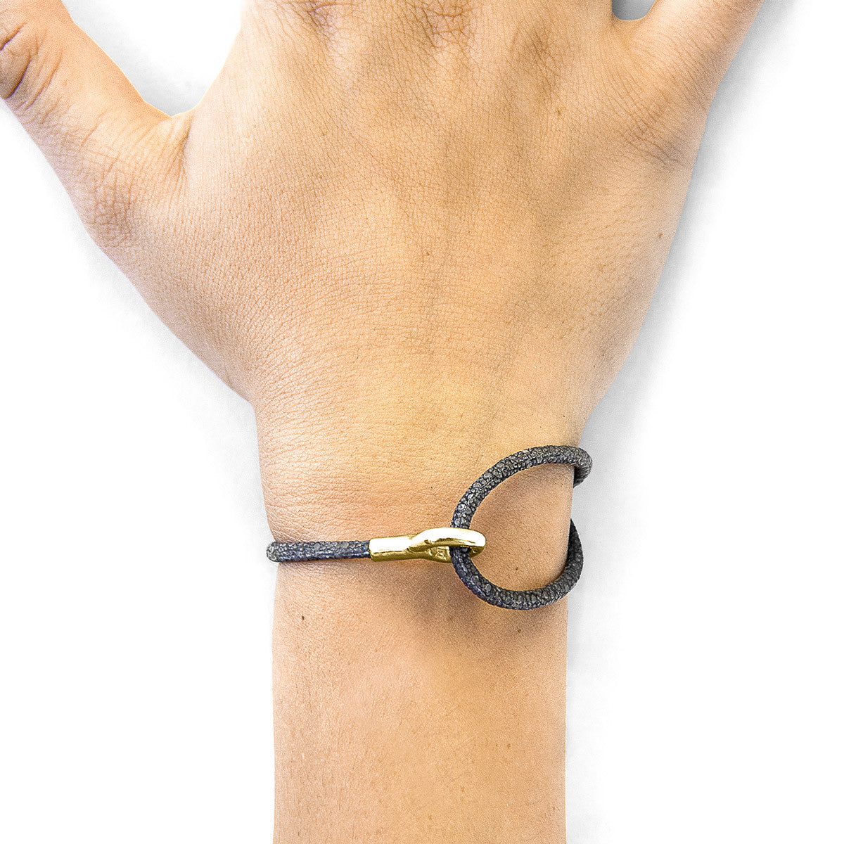 Shadow Grey Blake 9ct Yellow Gold and Stingray Leather Bracelet