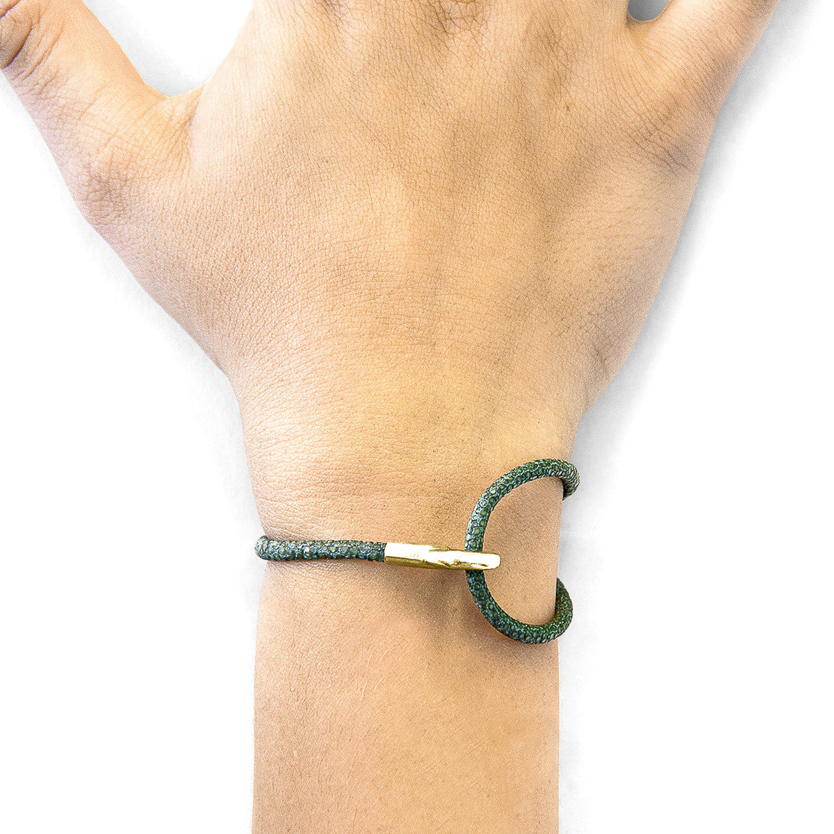 Racing Green Blake 9ct Yellow Gold and Stingray Leather Bracelet