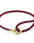 Bordeaux Red Blake 9ct Yellow Gold and Stingray Leather Bracelet