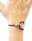 Bordeaux Red Blake 9ct Yellow Gold and Stingray Leather Bracelet