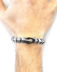 Raven Black Brixham Maxi Silver and Round Leather Bracelet