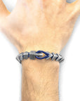 Azure Blue Brixham Maxi Silver and Round Leather Bracelet