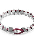 Red Bordeaux Brixham Maxi Silver and Round Leather Bracelet