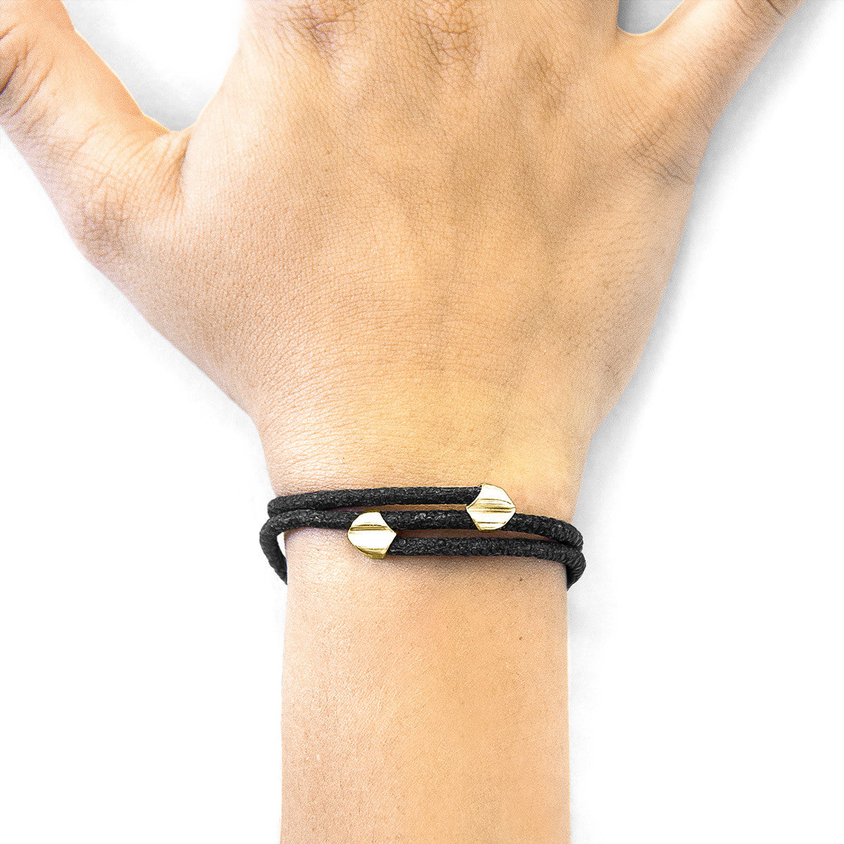 Raven Black Conway 9ct Yellow Gold and Stingray Leather Bracelet
