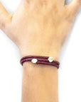 Bordeaux Red Conway 9ct Yellow Gold and Stingray Leather Bracelet