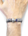 Royal Blue Delta Anchor Maxi Silver and Braided Leather Bracelet
