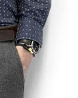 Raven Black Dundee 9ct Yellow Gold and Stingray Leather Bracelet