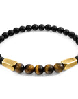 Brown Tigers Eye Hukou 9ct Yellow Gold and Stone Bracelet