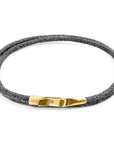Shadow Grey Liverpool 9ct Yellow Gold and Stingray Leather Bracelet