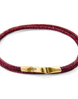 Bordeaux Red Liverpool 9ct Yellow Gold and Stingray Leather Bracelet