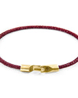 Bordeaux Red Talbot 9ct Yellow Gold and Stingray Leather Bracelet