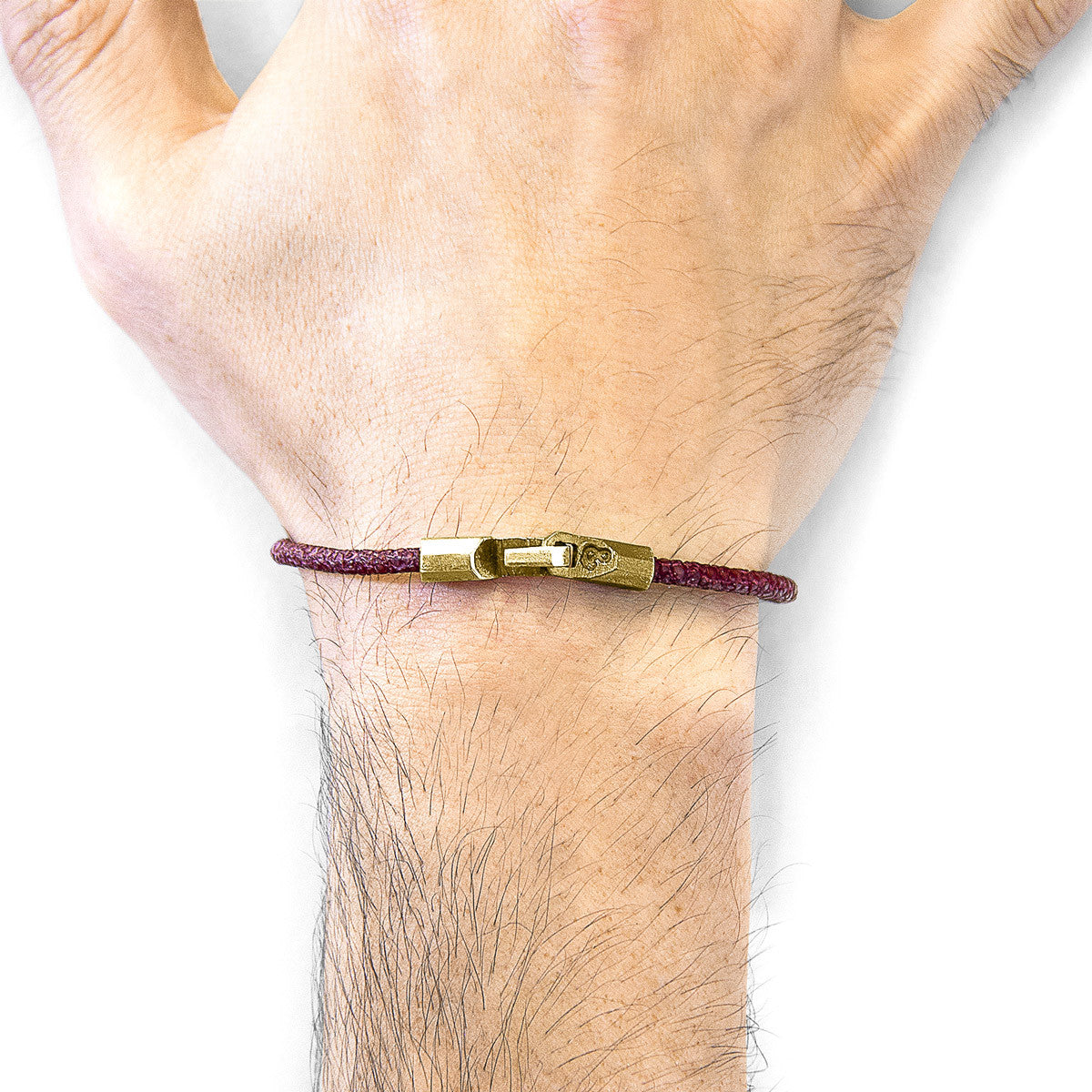 Bordeaux Red Talbot 9ct Yellow Gold and Stingray Leather Bracelet