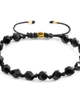 Black Agate Zebedee 9ct Yellow Gold and Stone Beaded Macrame Bracelet