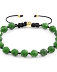 Green Jade Zebedee 9ct Yellow Gold and Stone Beaded Macrame Bracelet