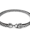 Shadow Grey Bowspirit Mast Silver and Round Leather Bracelet