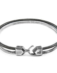 Shadow Grey Gallant Mast Silver and Round Leather Bracelet