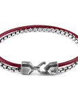 Bordeaux Red Moonraker Mast Silver and Round Leather Bracelet