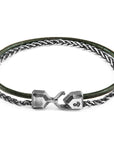 Racing Green Staysail Mast Silver and Round Leather Bracelet