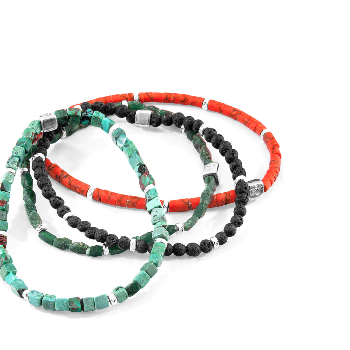 Black Lava Tekapo Silver and Stone Bracelet