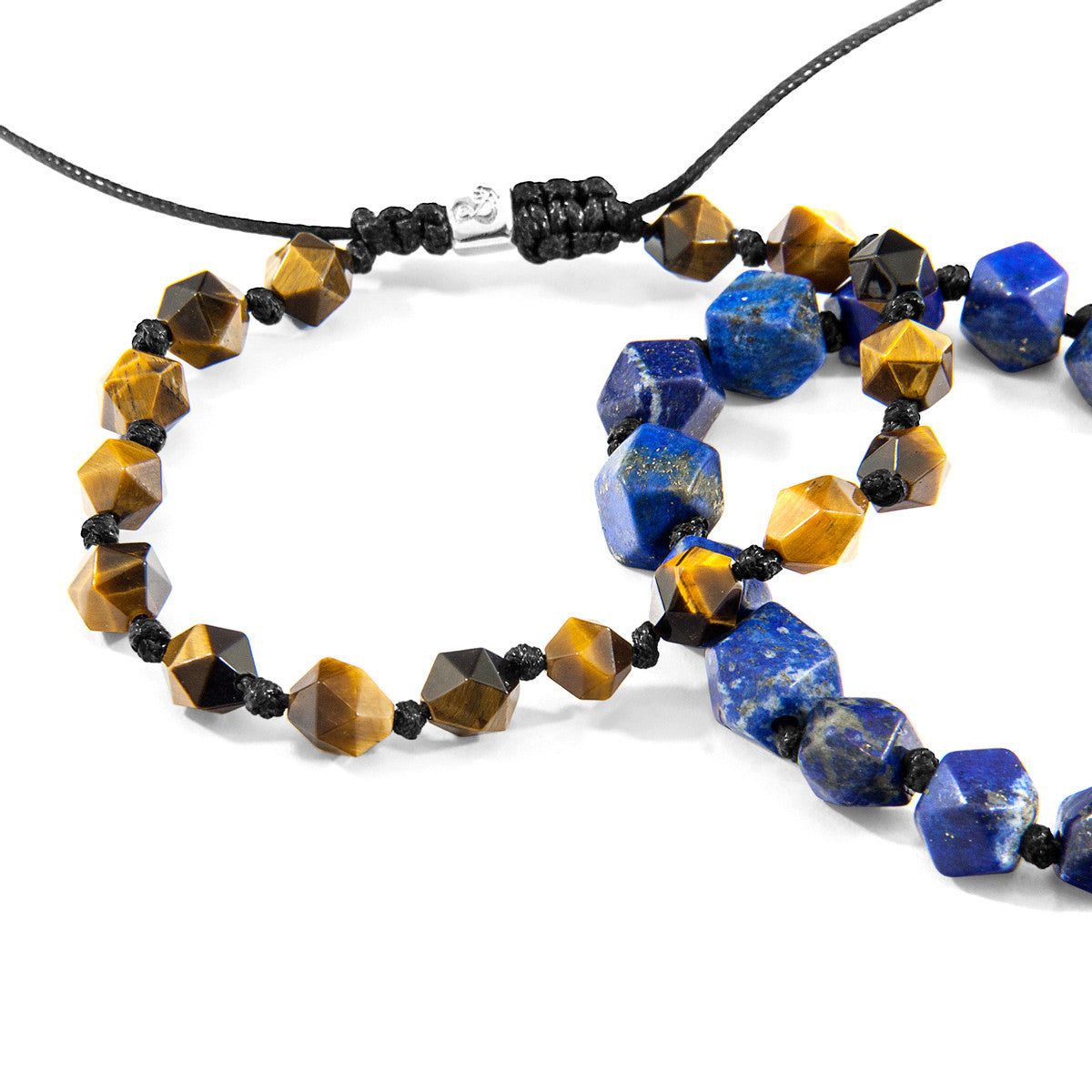 Brown Tigers Eye Zebedee Silver and Stone Beaded Macrame Bracelet