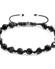 Black Agate Zebedee Silver and Stone Beaded Macrame Bracelet
