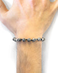 Grey Jasper Agaya Silver and Stone Beaded Macrame Bracelet