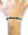 Green Jade Agaya Silver and Stone Beaded Macrame Bracelet