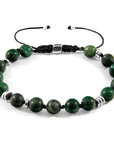 Green Jade Agaya Silver and Stone Beaded Macrame Bracelet