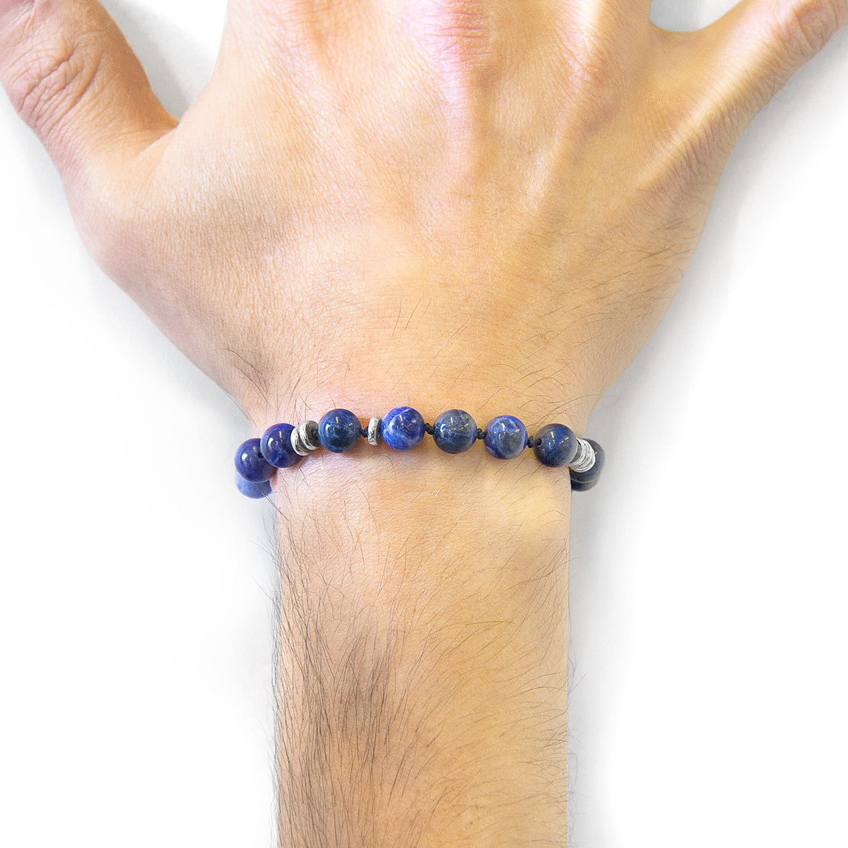 Blue Sodalite Agaya Silver and Stone Beaded Macrame Bracelet