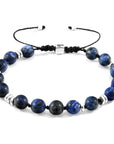 Blue Sodalite Agaya Silver and Stone Beaded Macrame Bracelet