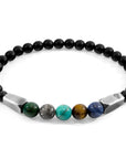 Multicoloured Multi-Gem Hukou Silver and Stone Bracelet