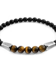 Brown Tigers Eye Hukou Silver and Stone Bracelet