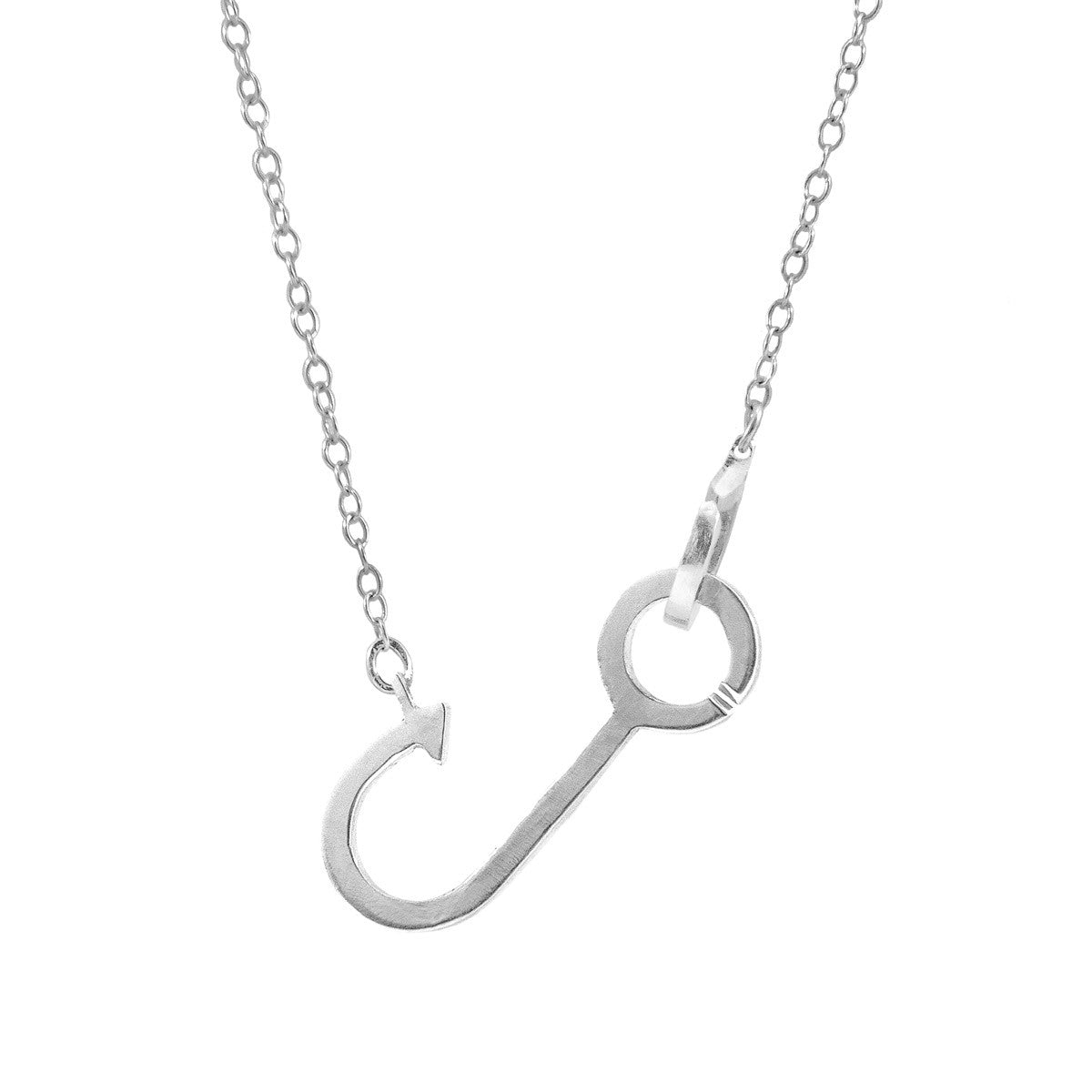 Fish Hook Link Paradise Silver Necklace Pendant