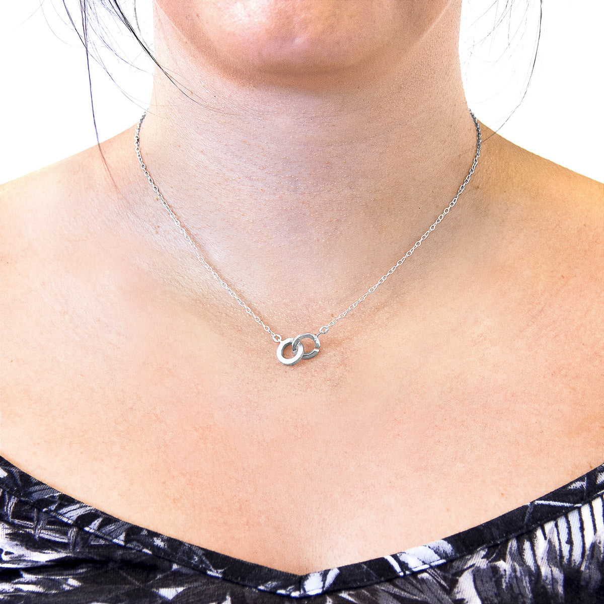 Twin Circle Link Paradise Silver Necklace Pendant