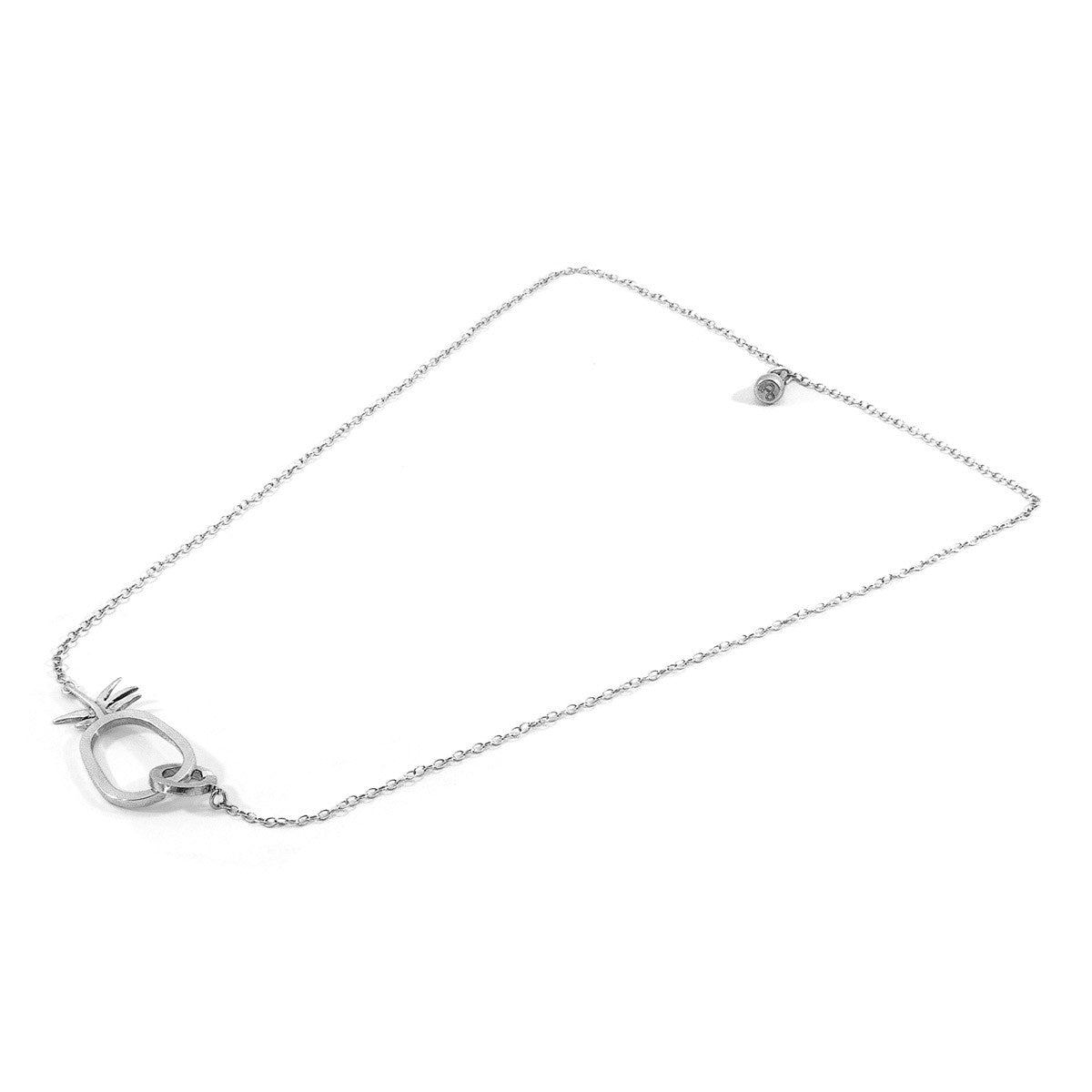 Tropical Pineapple Link Paradise Silver Necklace Pendant