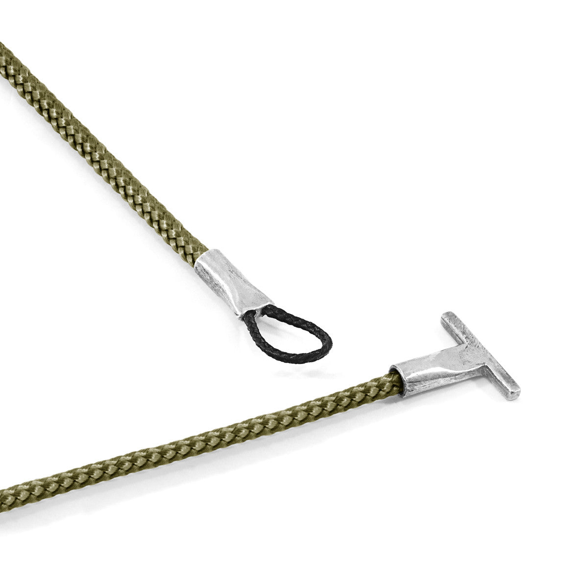Khaki Green Cambridge Silver and Rope Bracelet