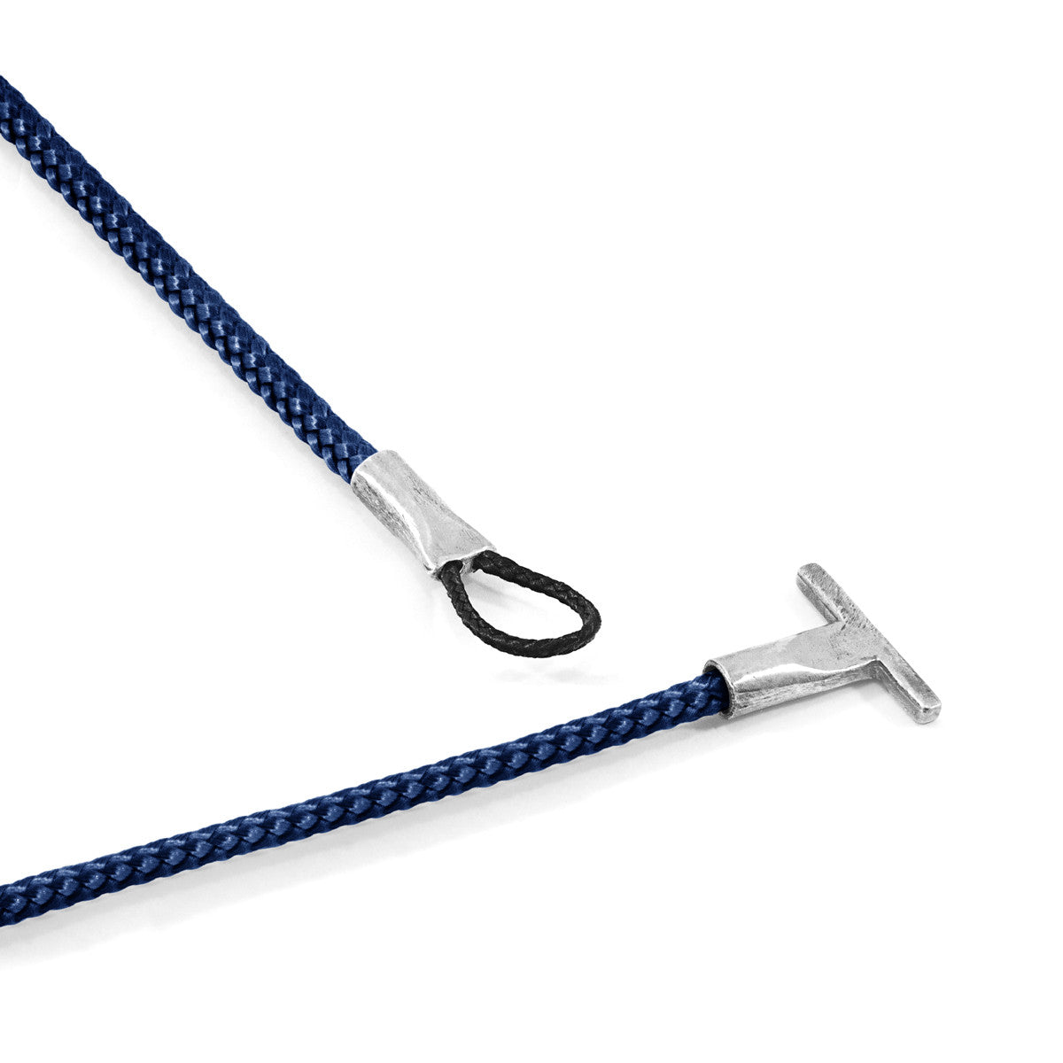 Navy Blue Cambridge Silver and Rope Bracelet