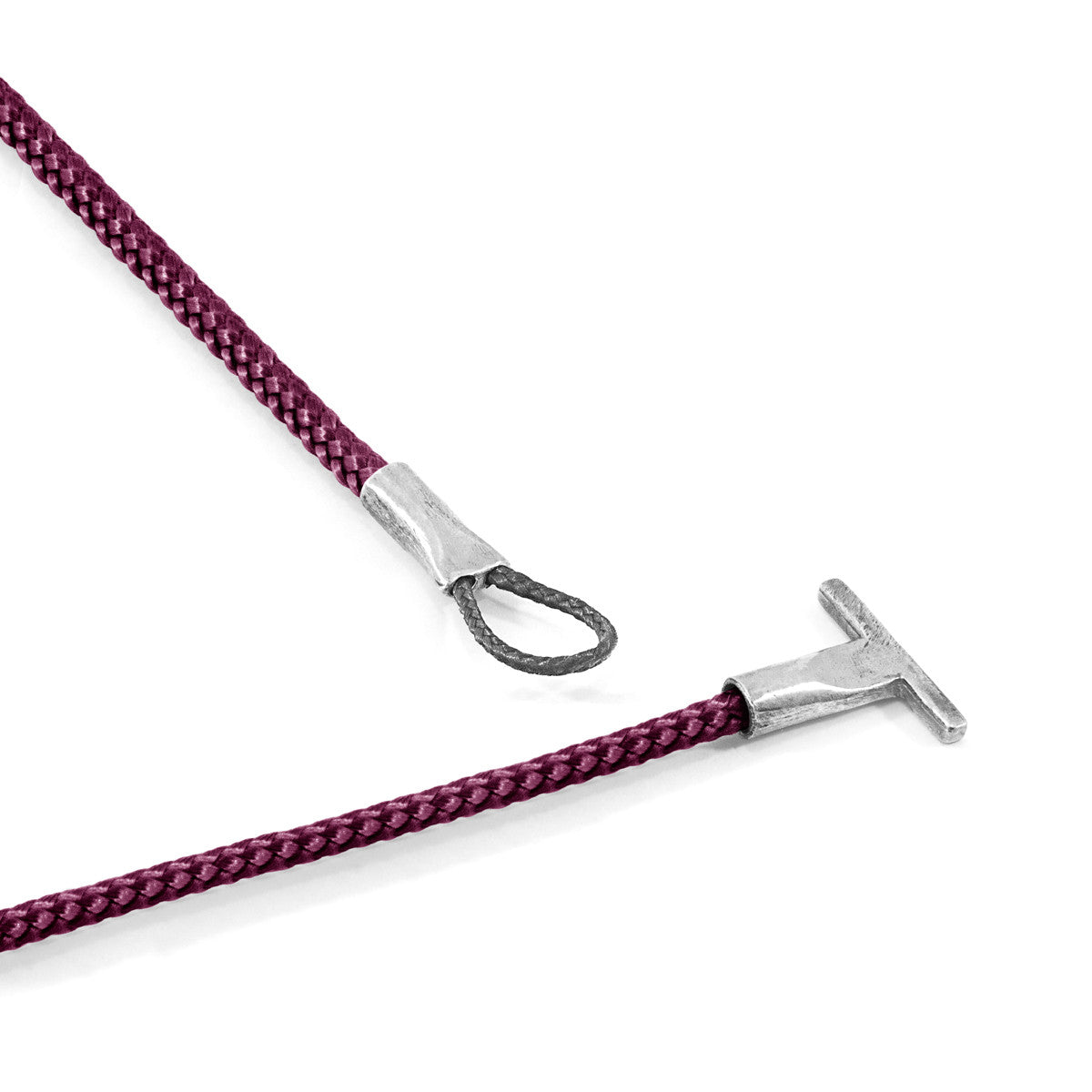 Aubergine Purple Cambridge Silver and Rope Bracelet
