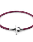 Aubergine Purple Cambridge Silver and Rope Bracelet