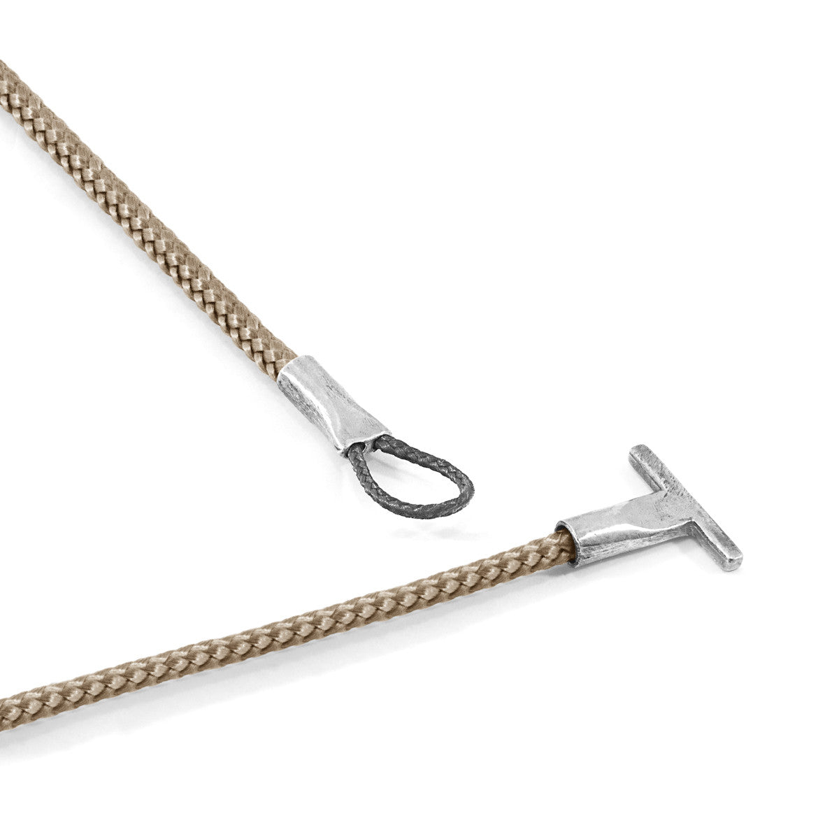 Sand Brown Cambridge Silver and Rope Bracelet