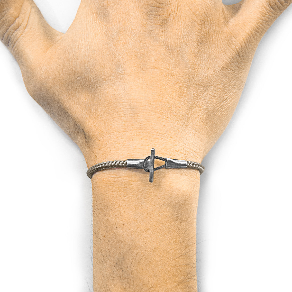 Sand Brown Cambridge Silver and Rope Bracelet