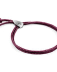Aubergine Purple Pembroke Silver and Rope Bracelet