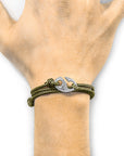 Khaki Green Windsor Silver and Rope Bracelet