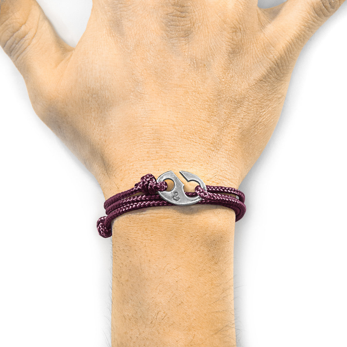 Aubergine Purple Windsor Silver and Rope Bracelet