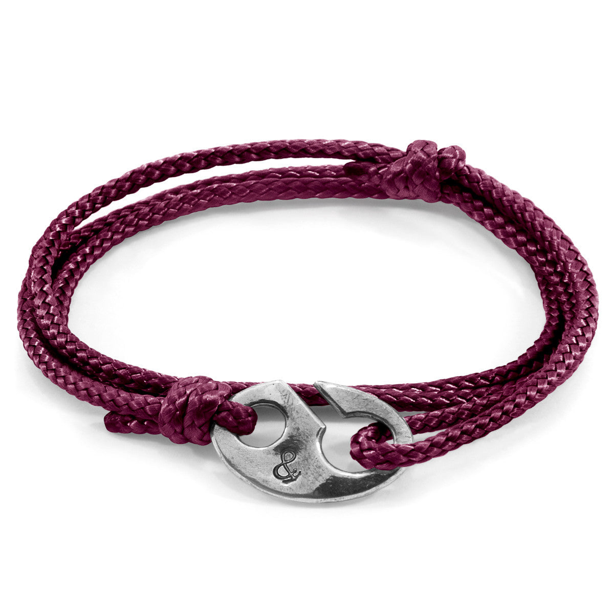 Aubergine Purple Windsor Silver and Rope Bracelet